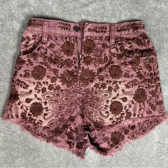 Free People Shorts Womens 25 Etienne Field High Waist Boho Embroidered Festival - Picture 6 of 13